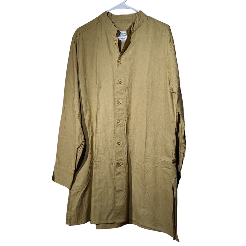 Yobel NWT Military Olive Bombay Button Front 100% Cotton Tunic Mens Size L